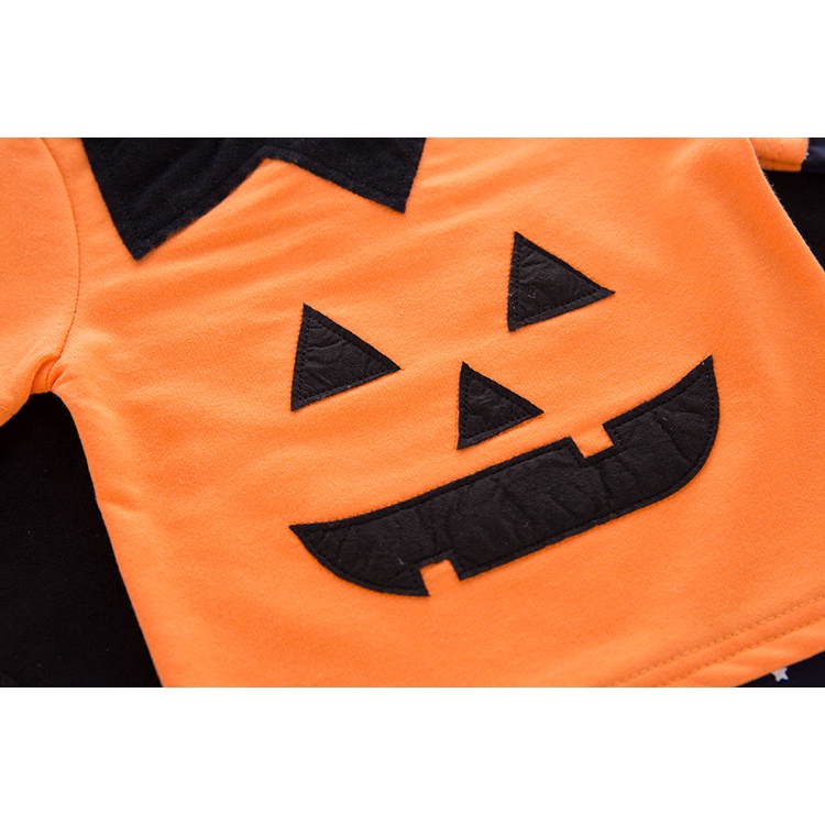Halloween Costume Children's Long Sleeve Suit Pumpkin Set Baby Boy Kids Clothing Outfit 4-Piece Set
