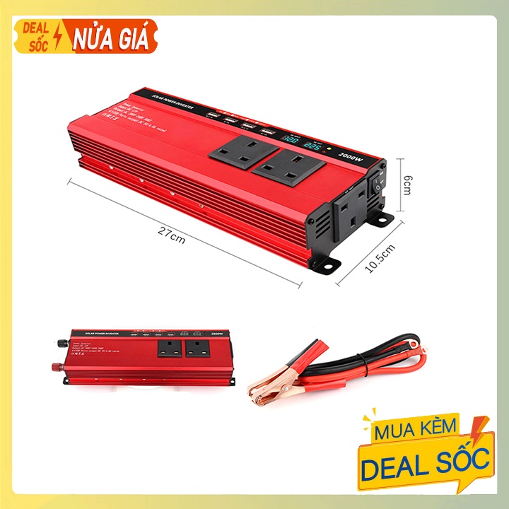 Bộ kích điện inverter 2000W, Bộ đổi nguồn 12v lên 220V Carmaer