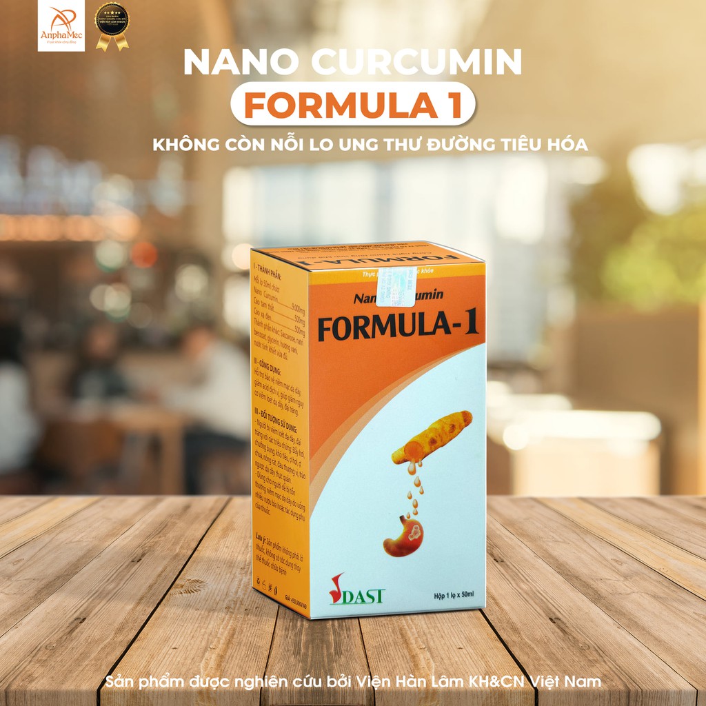 Nghệ nano Curcumin Formula -1 [SẢN PHẨM NGHIÊN CỨU BỞI VIỆN HÀN LÂM], dạng gel 50ml