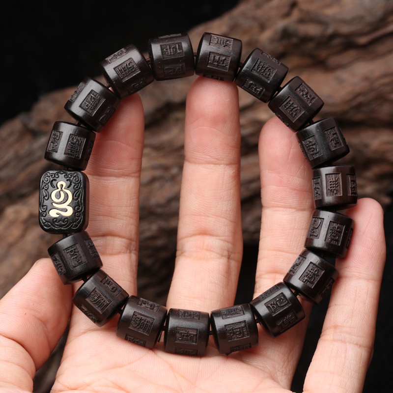 Vòng Tay Chuỗi Hạt Gỗ Mun 12Mm X 12Mm