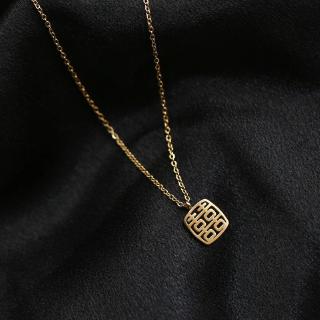 NKEYBBON Dây chuyền nkeybbon mặt vuông hình ký tự đơn giản cho nữ