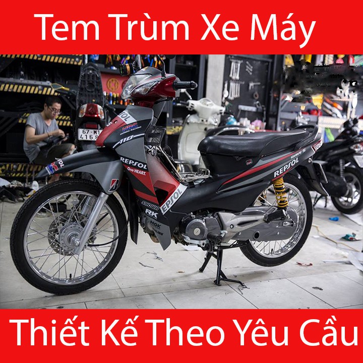 Tem Trùm Wave Repsol 26 Đen Viền Đỏ