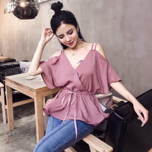 Áo trễ vai nhún eo
