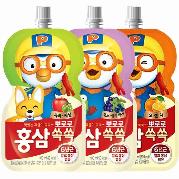 【﻿ＧＩÁ　ＳỈ】- Hộp 10 gói nước hồng sâm Pororo vị hoa quả Hàn Quốc 100ml