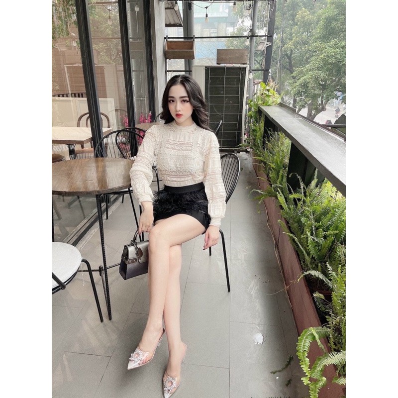 Áo Sơmi Ren Đẹp Phối Dài Tay Tiểu Thư Quý Phái Thời trang hot nhất 2021