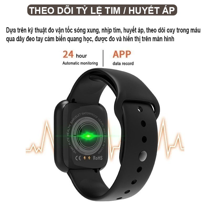 Đồng hồ đeo tay thông minh Y68 đo nhịp tim huyết áp đồng hồ điện tử thể thao kết nối Bluetooth điện thoại dây đeosilicon