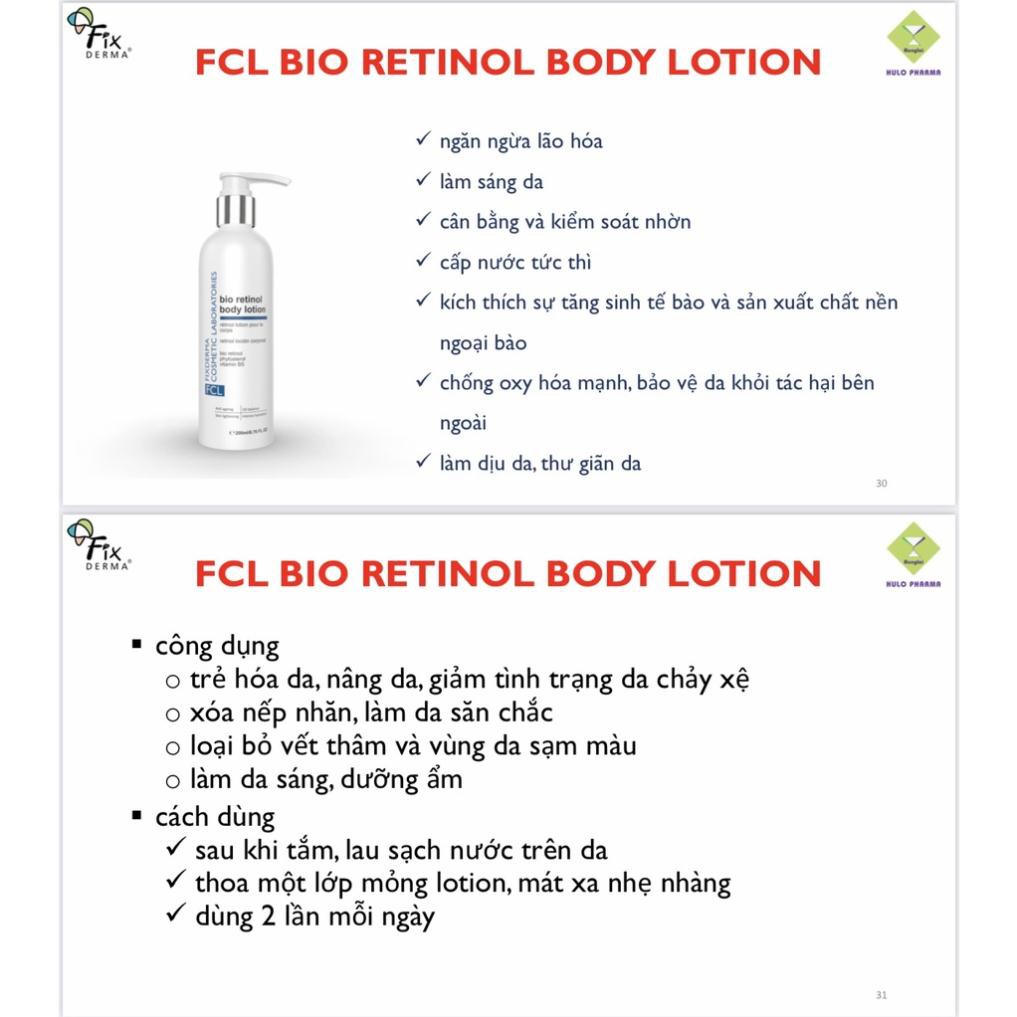 Fixderma FCL BIO RETINOL BODY LOTION trẻ hoá da, giảm mụn, tăng độ đàn hồi, chống nhăn -  200ml