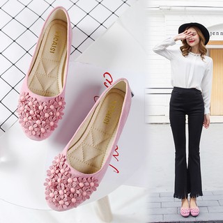 Giày Búp Bê Mũi Tròn Đính Đinh Tán Thời Trang Nữ