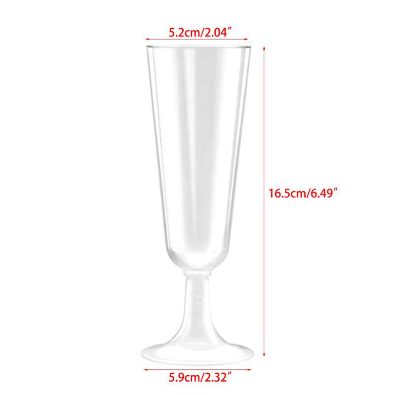 be❀  6pcs 150ML Disposable Goblet Hard Plastic Air Cup Red Wine Champagne Glass Jelly Cup Mousse Cup Ice Cream Cup Cocktail G
