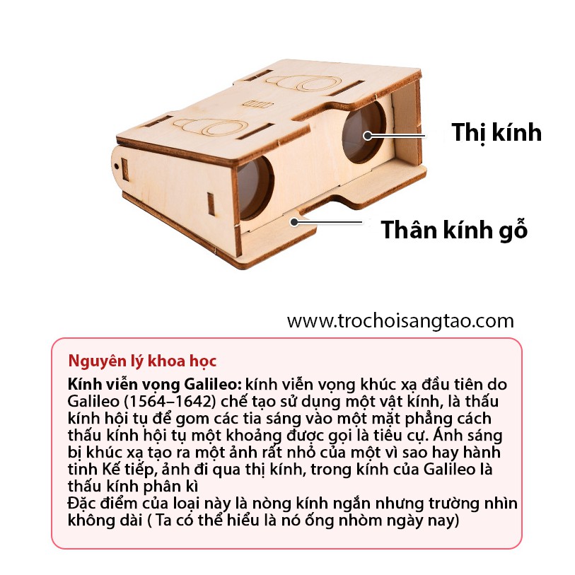 Bộ đồ chơi tự làm kính viễn vọng khúc xạ (ống nhòm) bằng gỗ – DIY Wood Steam