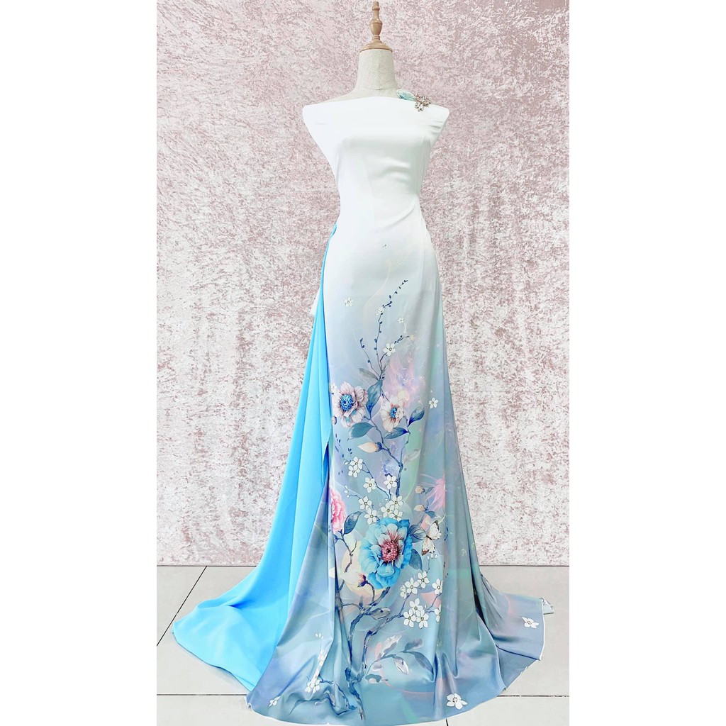 VẢI MAY ÁO DÀI 3D HOA NHÍ ĐẸP KÈM ẢNH THẬT