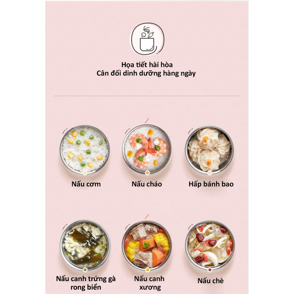 Hộp cơm Cắm điện 2 tầng có chức năng Hâm nóng và Nấu chín đa năng - Hộp cơm văn phòng
