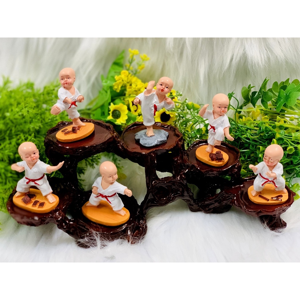 Full Set 6 tượng chú tiểu karate tọa đế 6 chân ( Hình Thật )