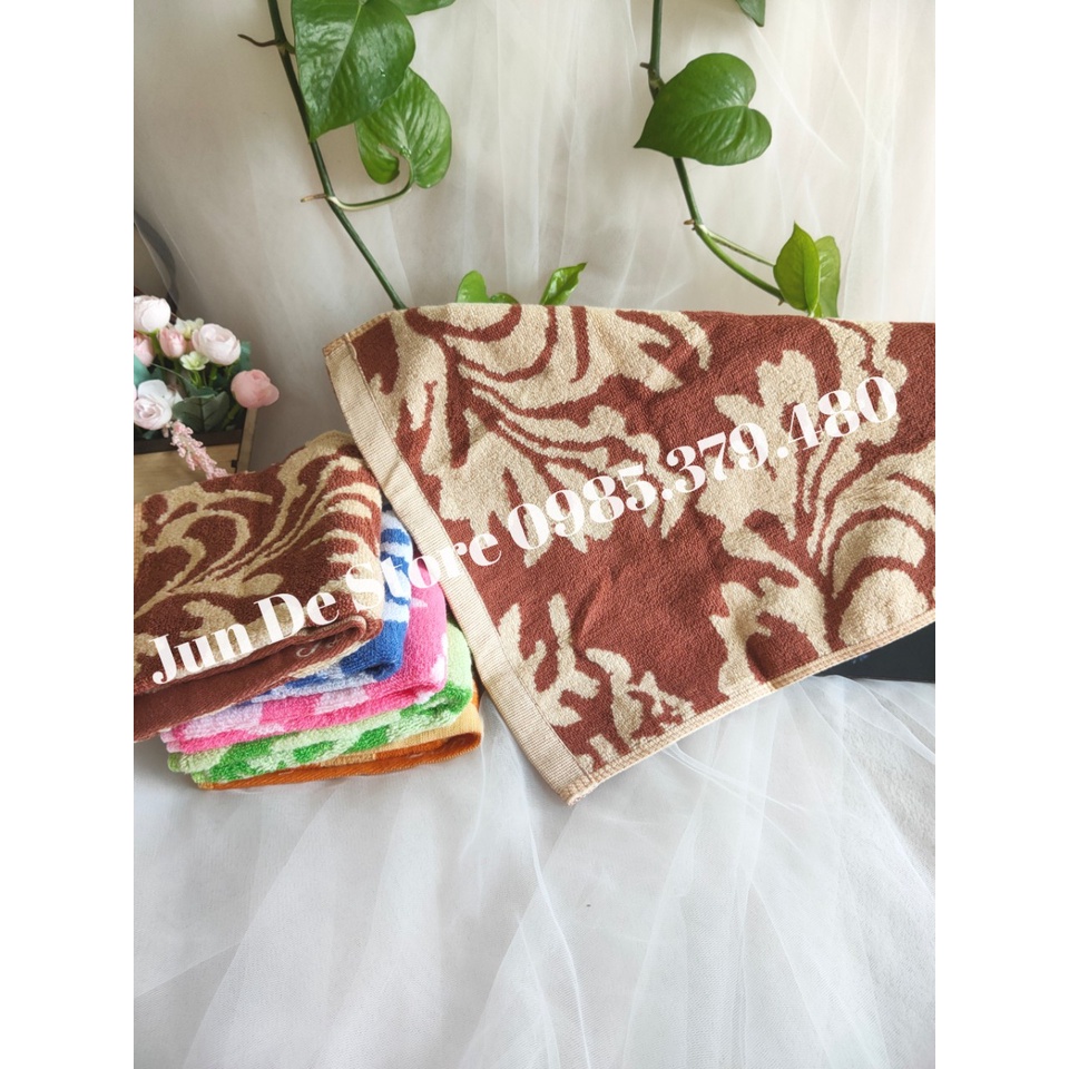 Khăn mặt cotton 30x50 Họa tiết hoa lá ♥️ DÀY DẶN ♥️ Thấm nước, màu xinh.