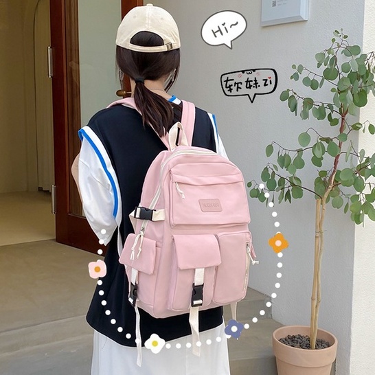 Balo nam nữ, Balo du lịch vải dù ulzzang đi học thời trang chống nước nhiều ngăn đựng laptop cao cấp Hàn Quốc