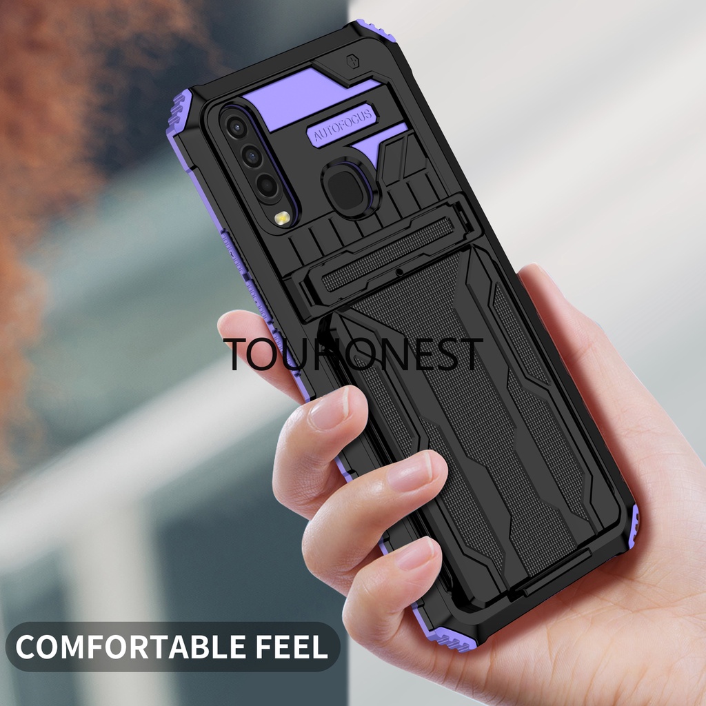 Ốp Điện Thoại Chống Sốc Có Ngăn Đựng Thẻ Cho Casing Vivo Y17 Case Vivo Y12 Case Vivo Y15 Case Vivo Y11 Y5 Case Vivo Y3 Y1 Case Vivo U10 Case Vivo Y72 Case Vivo Y53S Case Vivo iQoo Z3 Shockproof Bracket Card Slot Hybrid Armor Holder Phone Cover Case