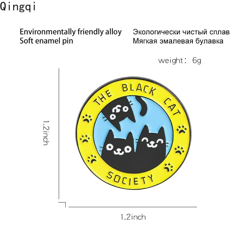 Ghim cài áo Miss Zoe hình chú mèo đen hoạt hình vui nhộn ngộ nghĩnh đáng yêu
