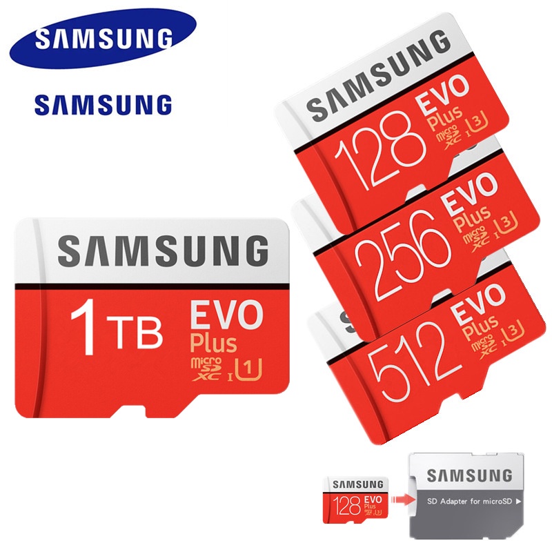 Thẻ Nhớ Samsung Plus EVO 512GB 256GB 128GB SDHC SDXC Class 10 U1 TF UHS-I 512GB Tốc Độ Cao