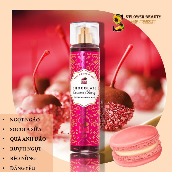 🍰🍩 Xịt Thơm Toàn Thân Bath & Body Works Body Mist - Chocolate Covered Cherry | Coconut Cream Pie | Raspberry Jam Donut | Thế Giới Skin Care