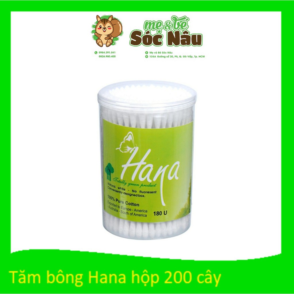 Tăm bông trẻ em cao cấp Hana - hộp 200 cây