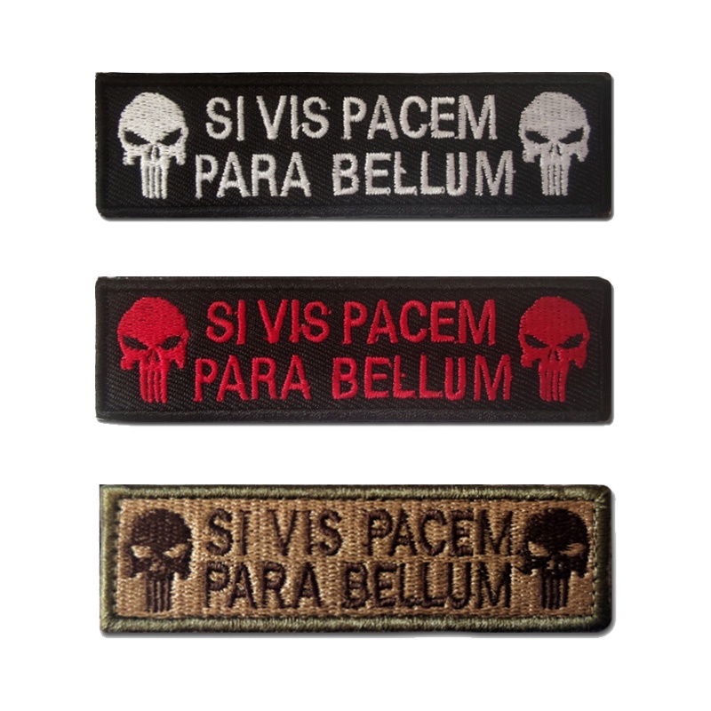 Si Vis Pace Para bellum Punisher Miếng Vá Quần Áo Dài Phong Cách Móc Khóa Dán