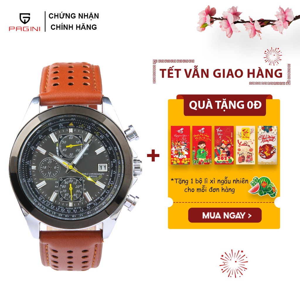 Đồng hồ nam dây da Pagini CT3049 phong cách sang trọng mặt kính chống xước cao cấp - Bảo hành hãng 1 đổi 1 | BigBuy360 - bigbuy360.vn