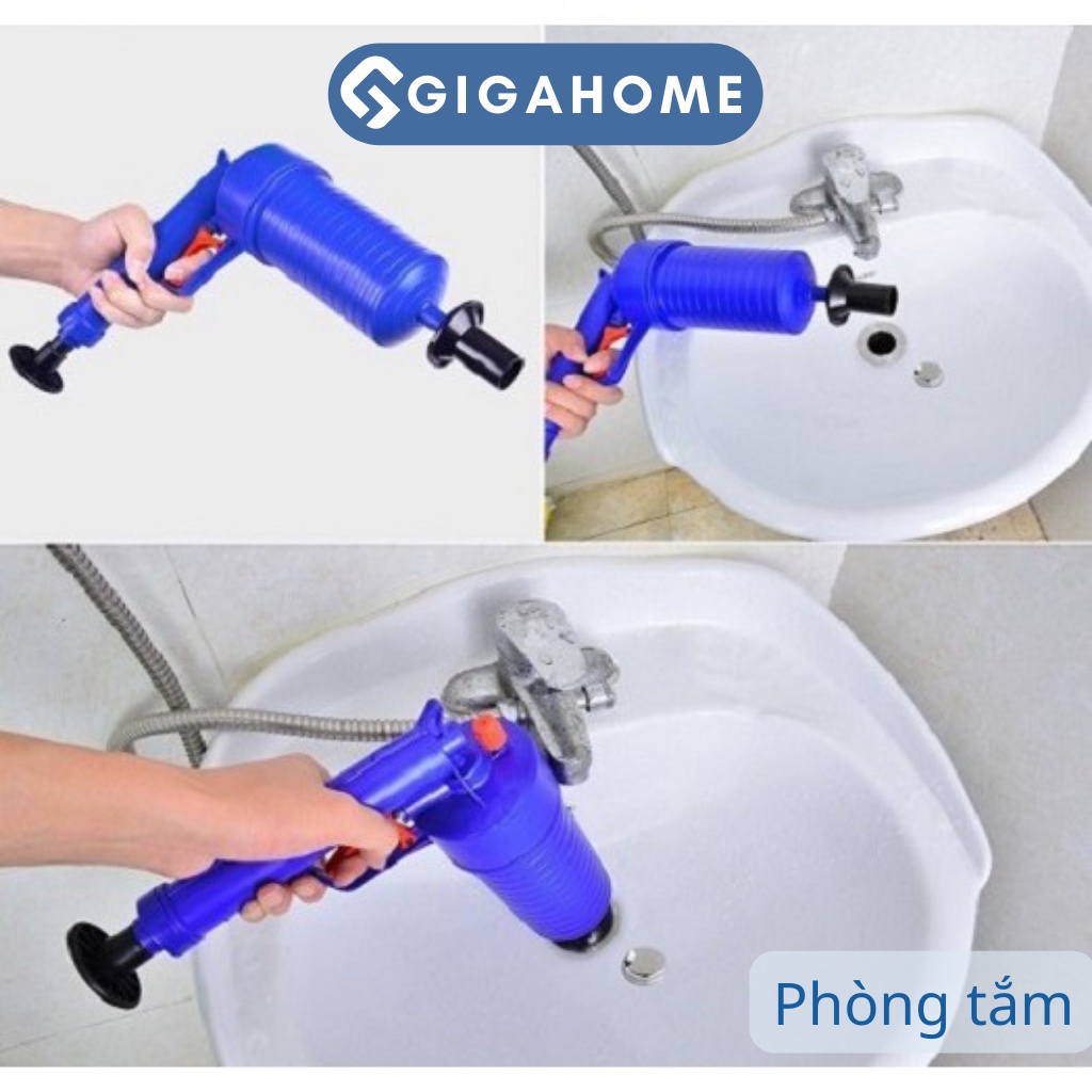 Dụng Cụ Thông Tắc Bồn Cầu, Cống Nước Bằng Khí nén GIGAHOME Kèm 4 Đầu Tiện Dụng 5650
