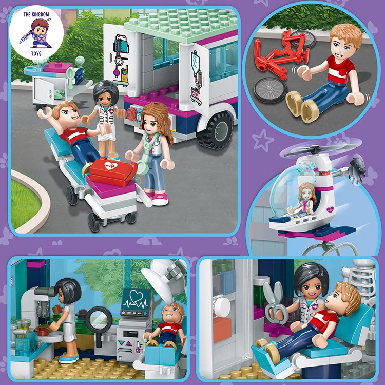 Đồ Chơi Lắp Ráp Kiểu Mô Hình Bệnh Viện Cấp Cứu Thành Phố Nhân Ái Heartlake Hospital Đồ Chơi Bé Gái 3028