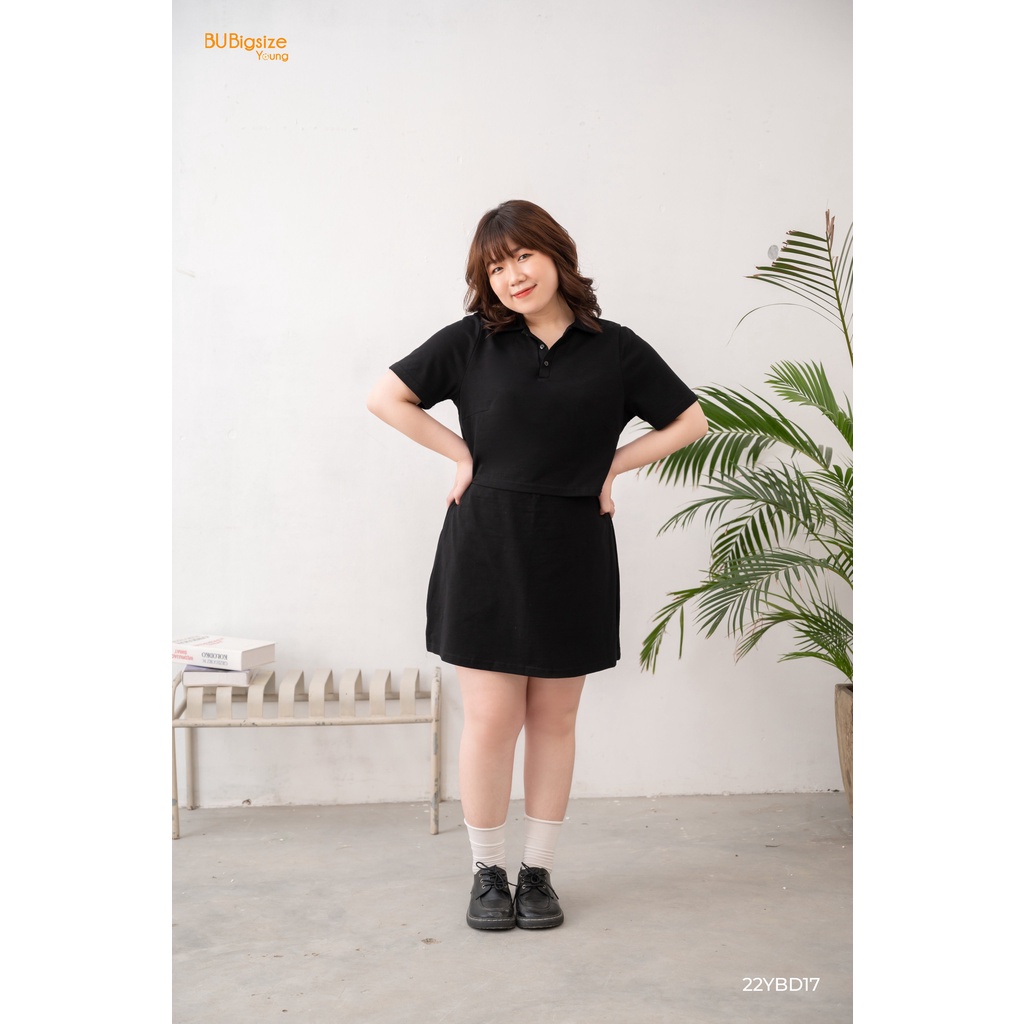 Set bộ áo thun dáng ngắn + Chân váy BIGSIZE (55kg đến 95kg) - 22YBD17 - BU Bigsize Young