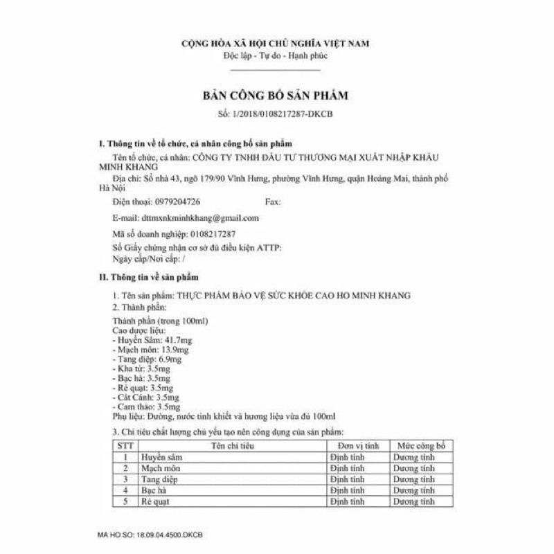 Cao ho minh khang hành chính hãng