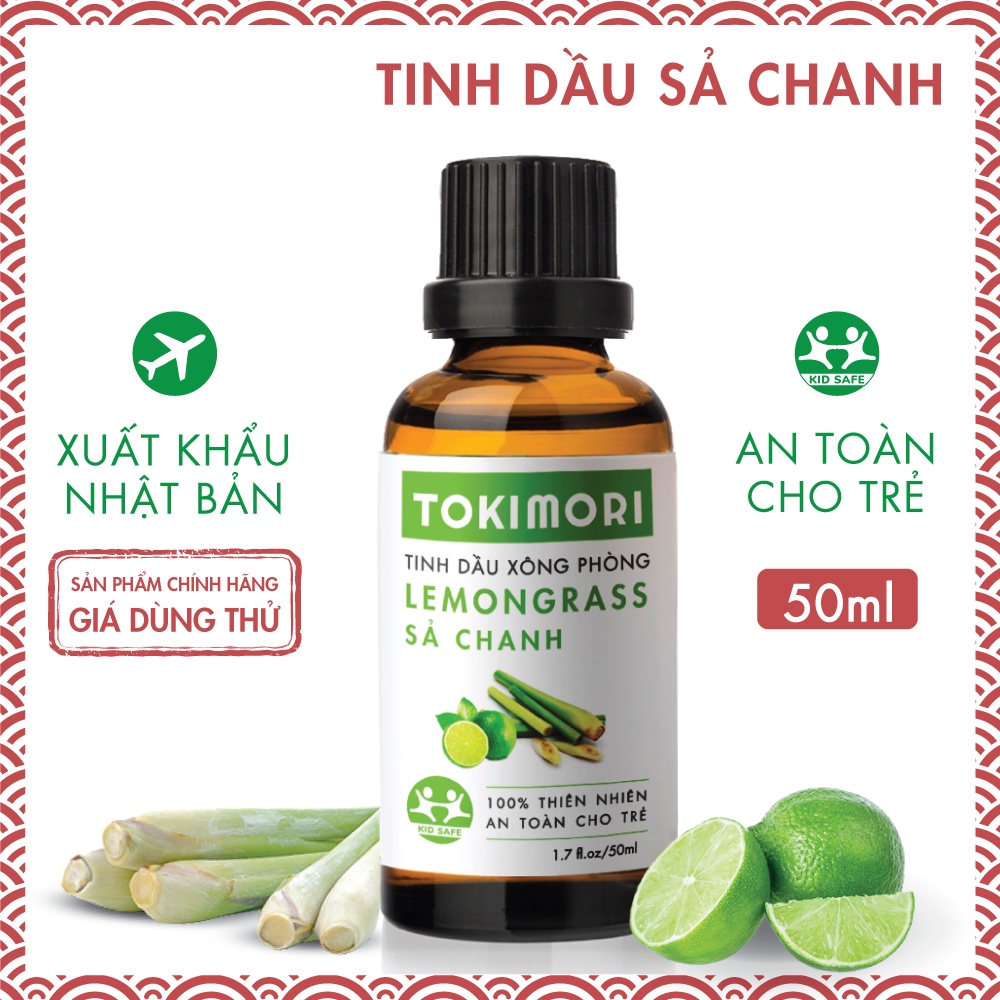 Tinh Dầu Sả Chanh TOKIMORI Xuất Khẩu Nhật Bản (50ml) Nguyên Chất Thiên Nhiên, An Toàn Cho Trẻ, Xông Phòng, Khử Mùi