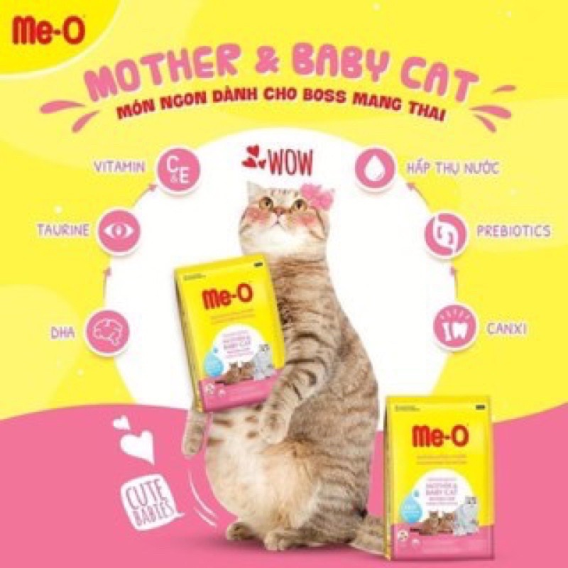Thức ăn hạt khô dành cho mèo bầu ME-O MOTHER &amp; BABY CAT MÓN NGON CHO BOSS ĐANG TRONG GIAI ĐOẠN THAI KỲ