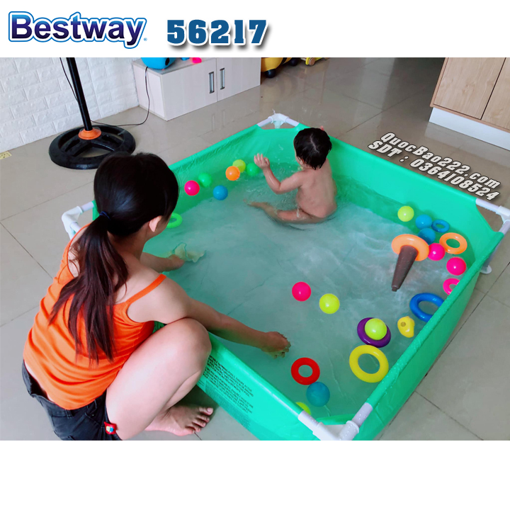 [Ảnh thật] [Chính hãng] Bể bơi khung kim loại Bestway 56217 kích thước 1.2m x 1.2m x 30cm