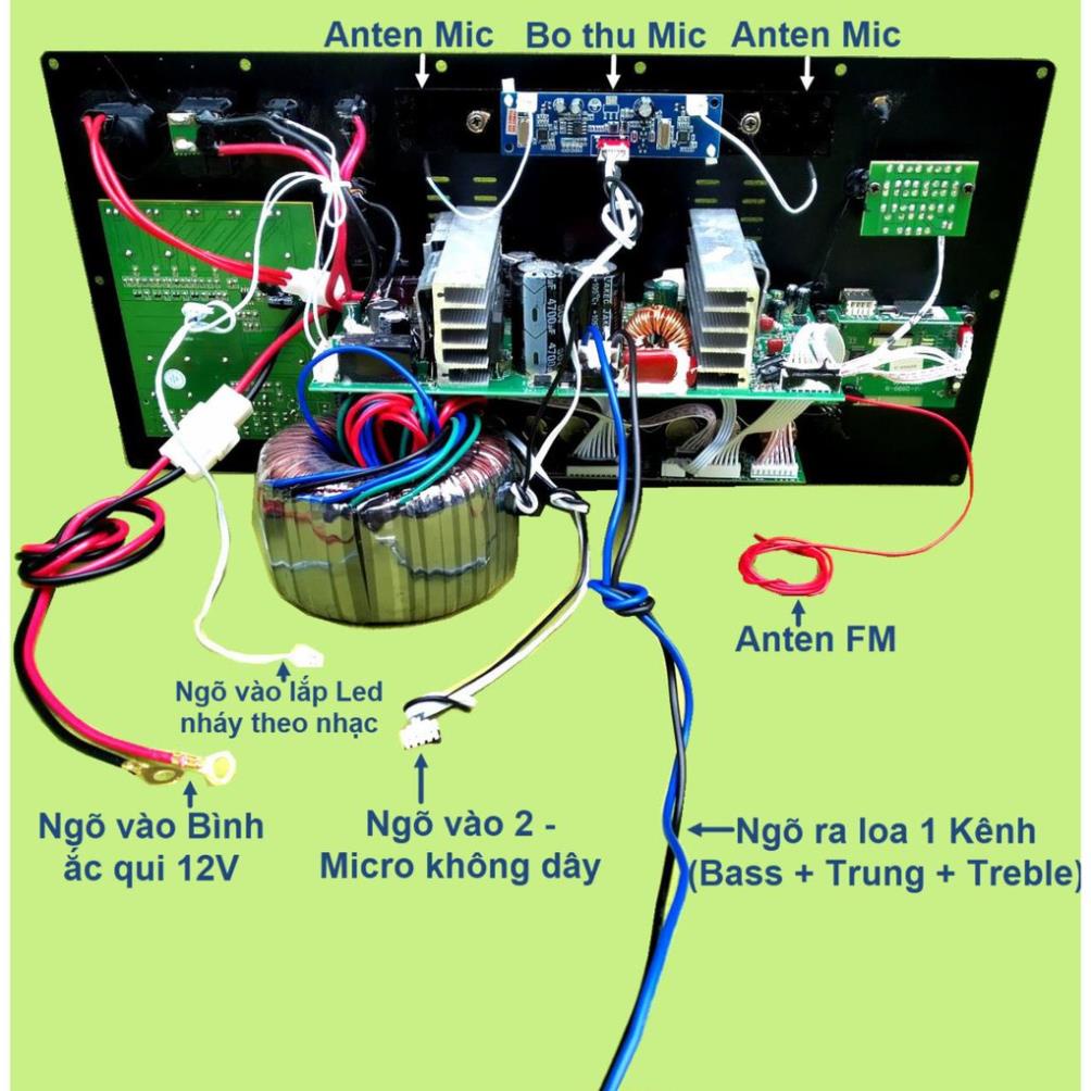 Mạch loa kéo Reverb chống hú 1 kênh Mono 200W – 400W kèm Micro Equalizer 5 Band