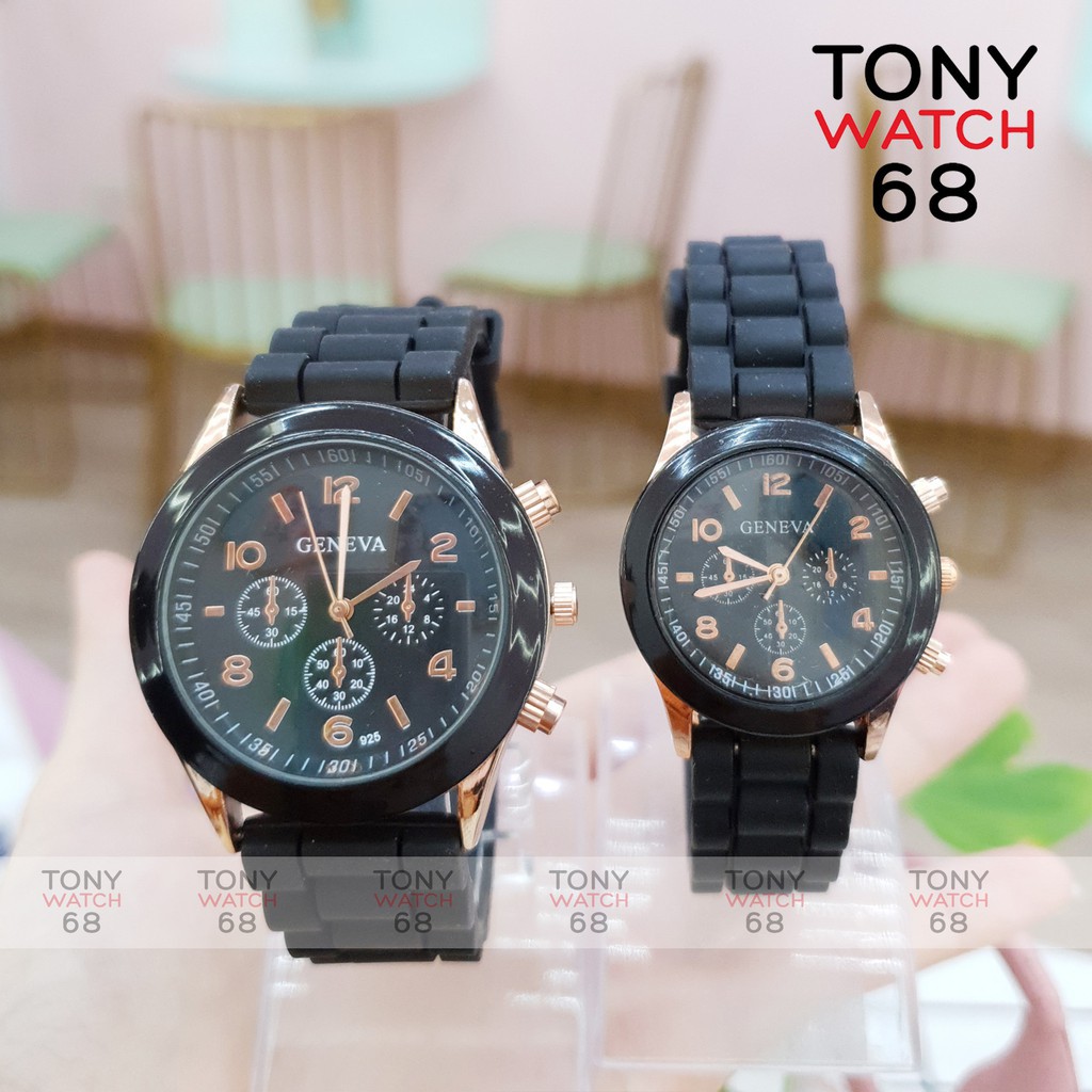 HÀNG CAO CẤP -  Đồng hồ cặp đôi nam nữ Geneva dây cao su trắng mặt kính cong độc đáo chính hãng Tony Watch 68  - Hàng Ca