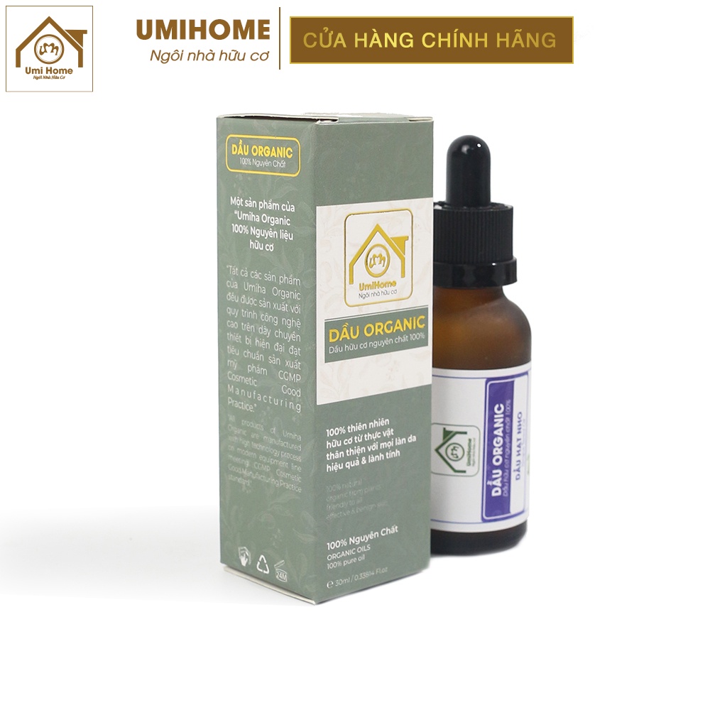 Dầu Hạt Nho hữu cơ UMIHOME nguyên chất | Grape seed oil 100% Organic 10ML