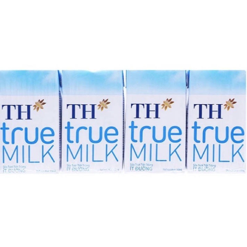 Lốc 4 hộp Sữa tươi tiệt trùng TH true milk ít đường/ có đường hộp 110ml