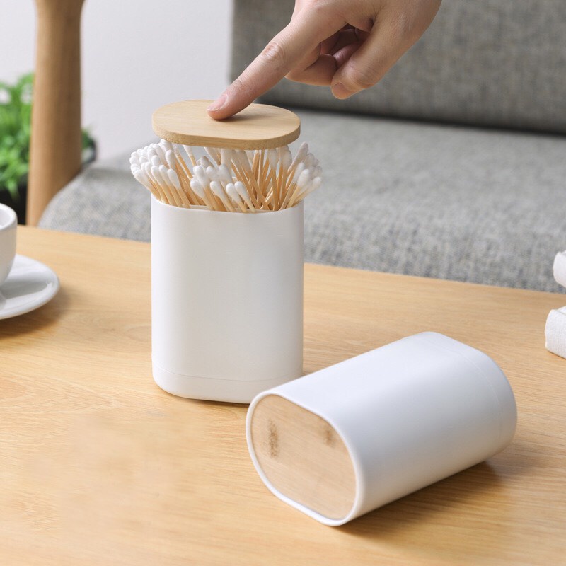 Lọ đựng tăm/tăm bông nắp bật kiểu dáng sáng tạo
