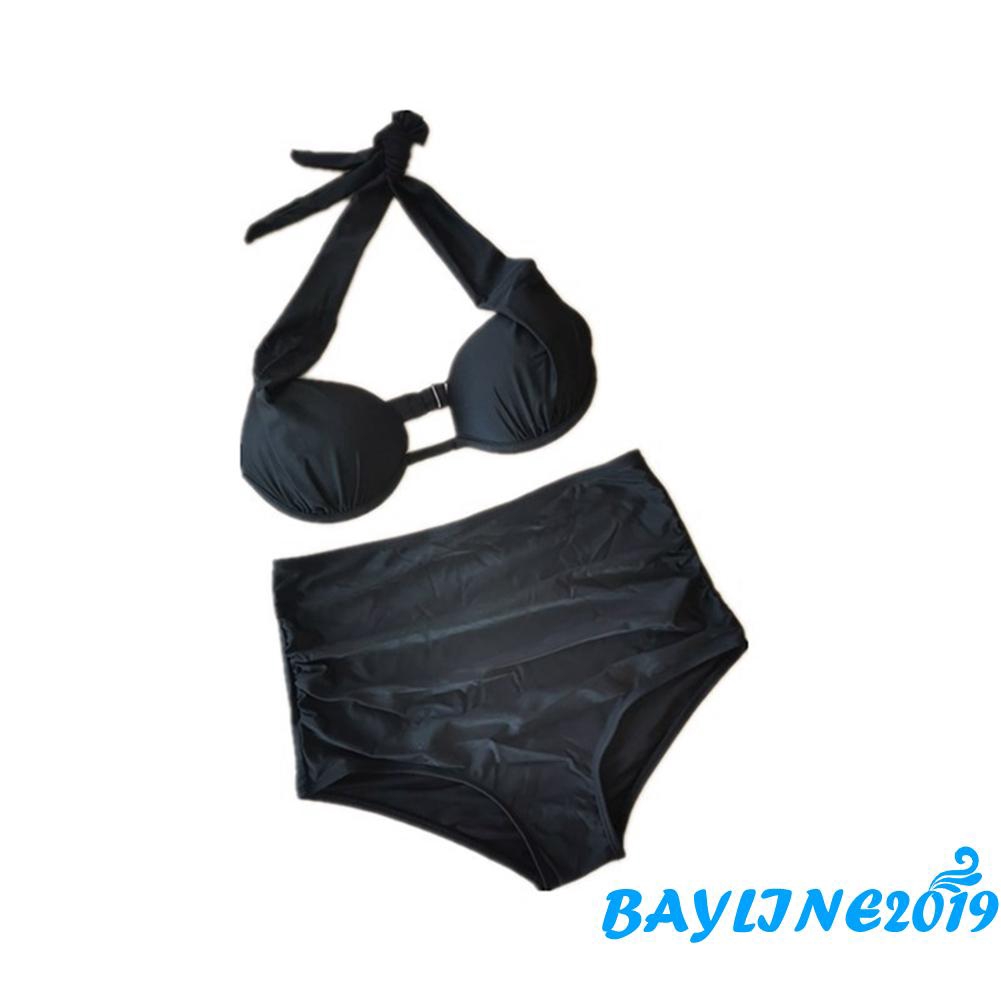 Bikini Lưng Cao Màu Trơn Thiết Kế Quyến Rũ Cho Phái Nữ