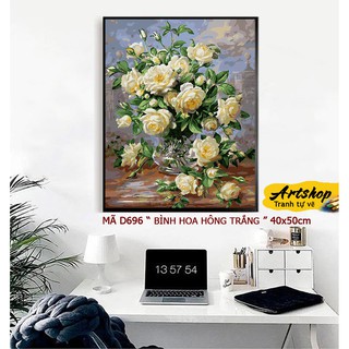 D696 Tranh tô màu theo số sơn dầu số hóa ARTSHOP đã căng khung sẵn và dầu phủ bóng
