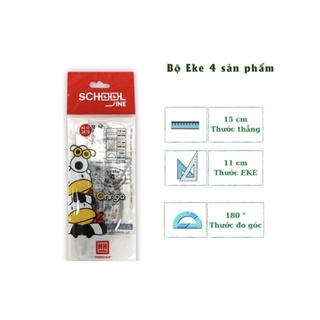 Bộ thước kẻ Êke học sinh 4 món Hồng hà