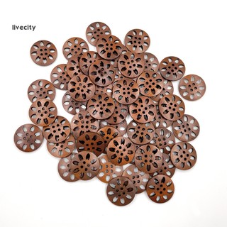 Bộ Túi 50 Nút Gỗ 4 Lỗ Thiết Kế Rỗng Dùng Cho May Vá Trang Trí