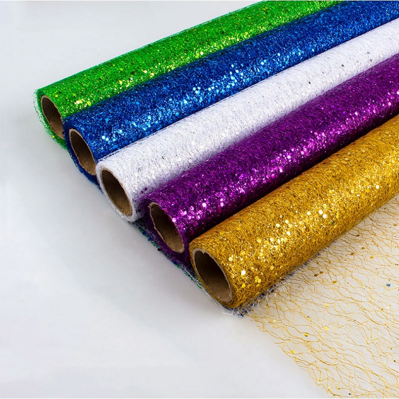 Cuộn Vải Lưới Đính Kim Sa Trang Trí Bó Hoa Cưới diy (38*50cm)