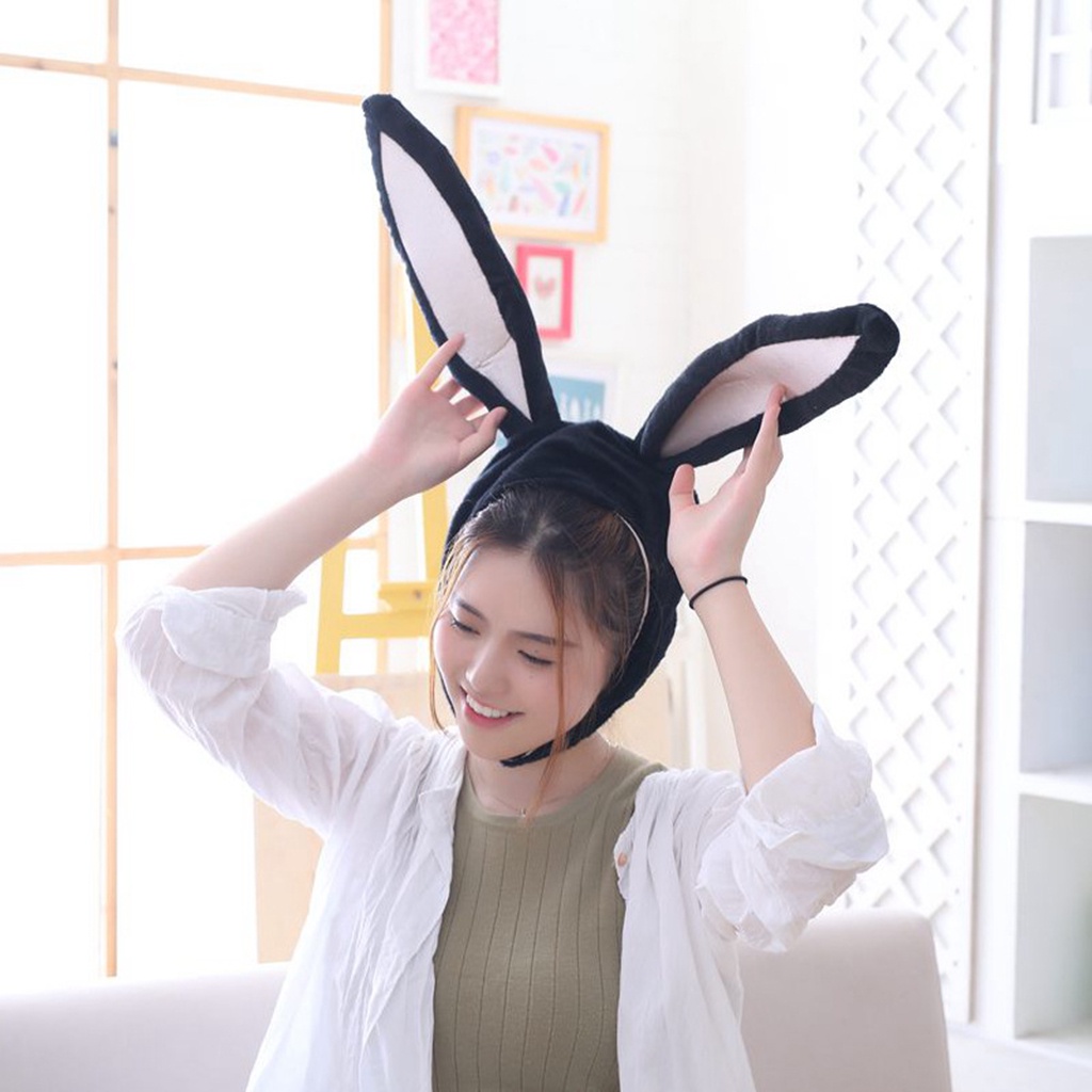 Mũ tai thỏ dài phối vải lông dễ thương dùng làm đạo cụ chụp hình