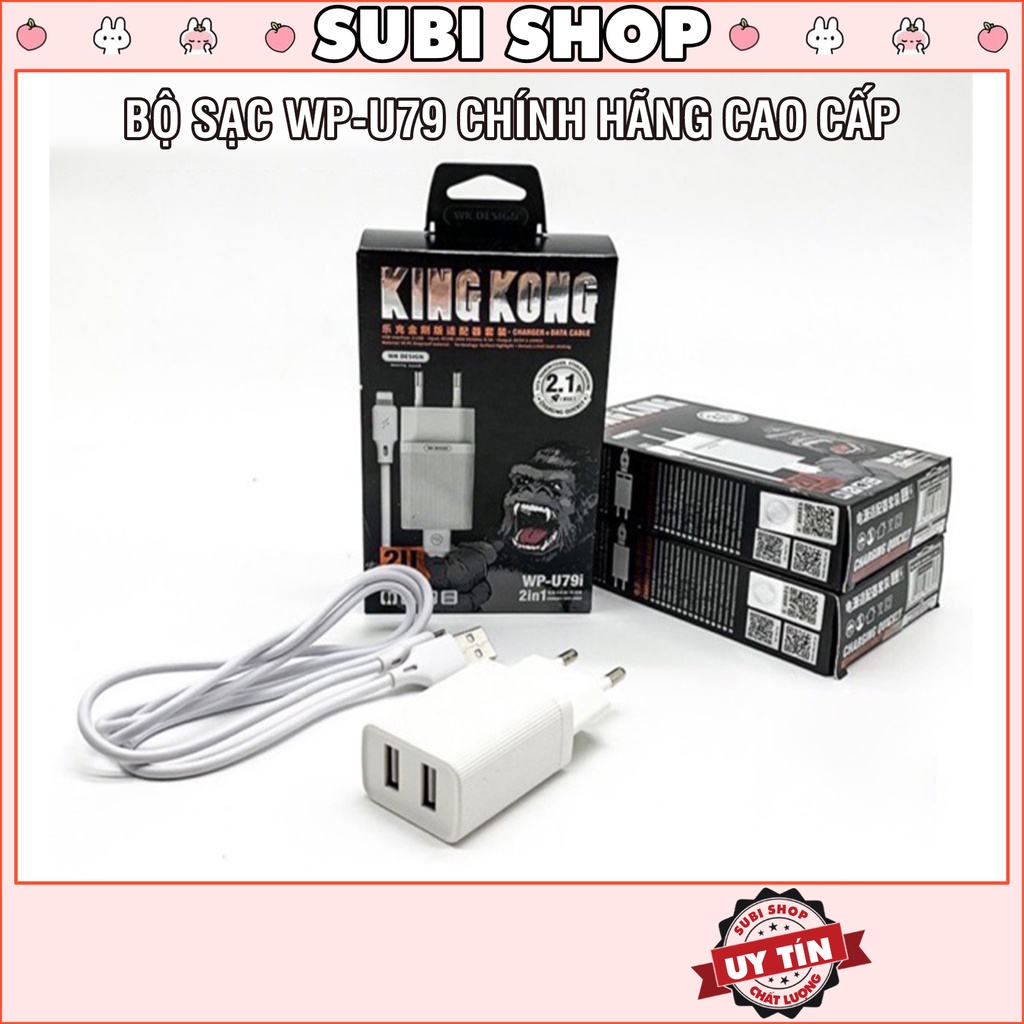 Bộ Sạc WK Cao Cấp Chính Hãng WP-U79 2 Cổng USB Tiện Lợi Dùng cho nhiều loại điện thoại iPhone Samsung Oppo Vivo Xiami