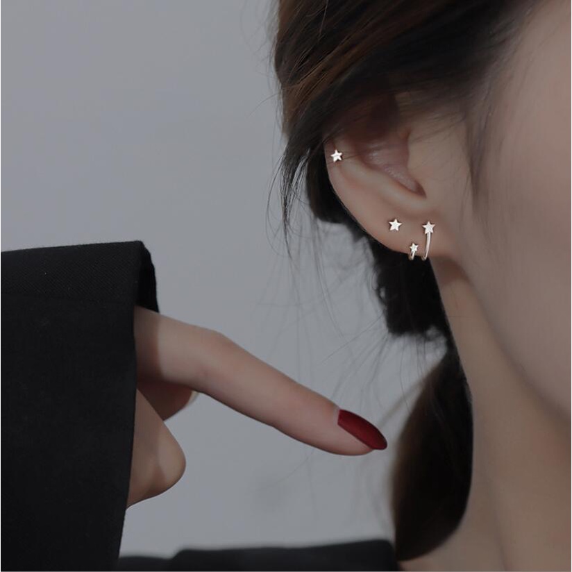 Đôi Bông Tai Mạ Bạc 925 Hình Ngôi Sao Thời Trang Dành Cho Nữ