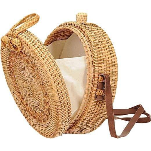 Túi Mây Tre Đan , Mặt Hoa Nhiều Loại , Kích Thước 20x8cm