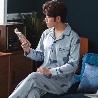 {ẢNH THẬT} Đồ bộ Pijama-Đồ ngủ nam cao cấp họa tiết hoa lá phong cách Hàn Quốc, chất COTTON 100 dày dặn & thoáng khí