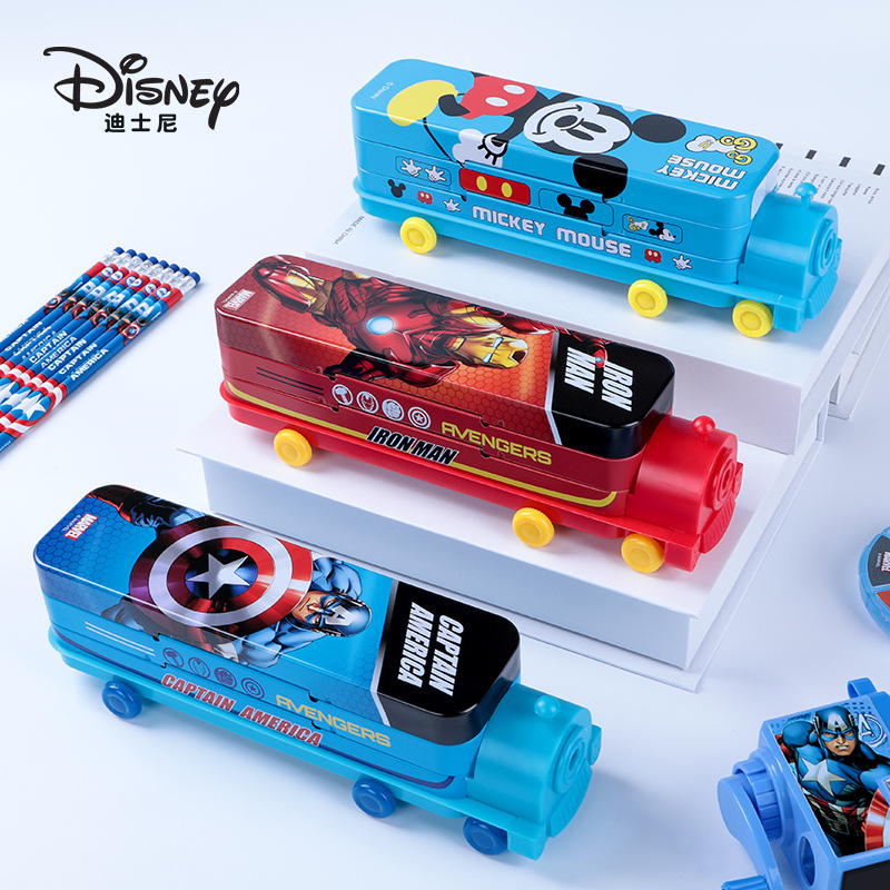 Disney Hộp Đựng Bút Bằng Sắt Hai Ngăn Hình Spiderman Mickey Minnie Công Chúa Tuyết Siêu Feixia Kitty Người Sắt Dễ Thương Sáng Tạo Cho Trẻ Em Tiểu Học
