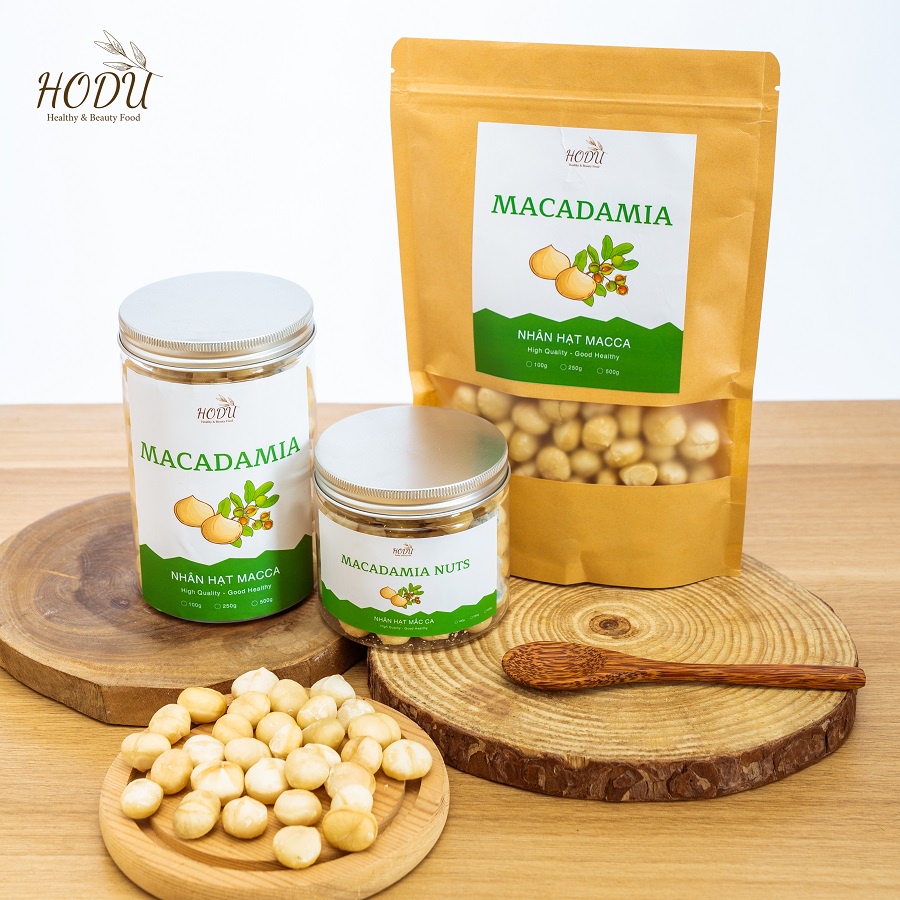 Nhân hạt macca HODU FOOD, hạt mắc ca tách vỏ Loại 1 Tây Nguyên thơm, giòn, béo dành cho bà bầu